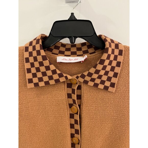 Lisa Says Gah Checkered Cropped Cardigan Sweater XS/S - Picture 3 of 9